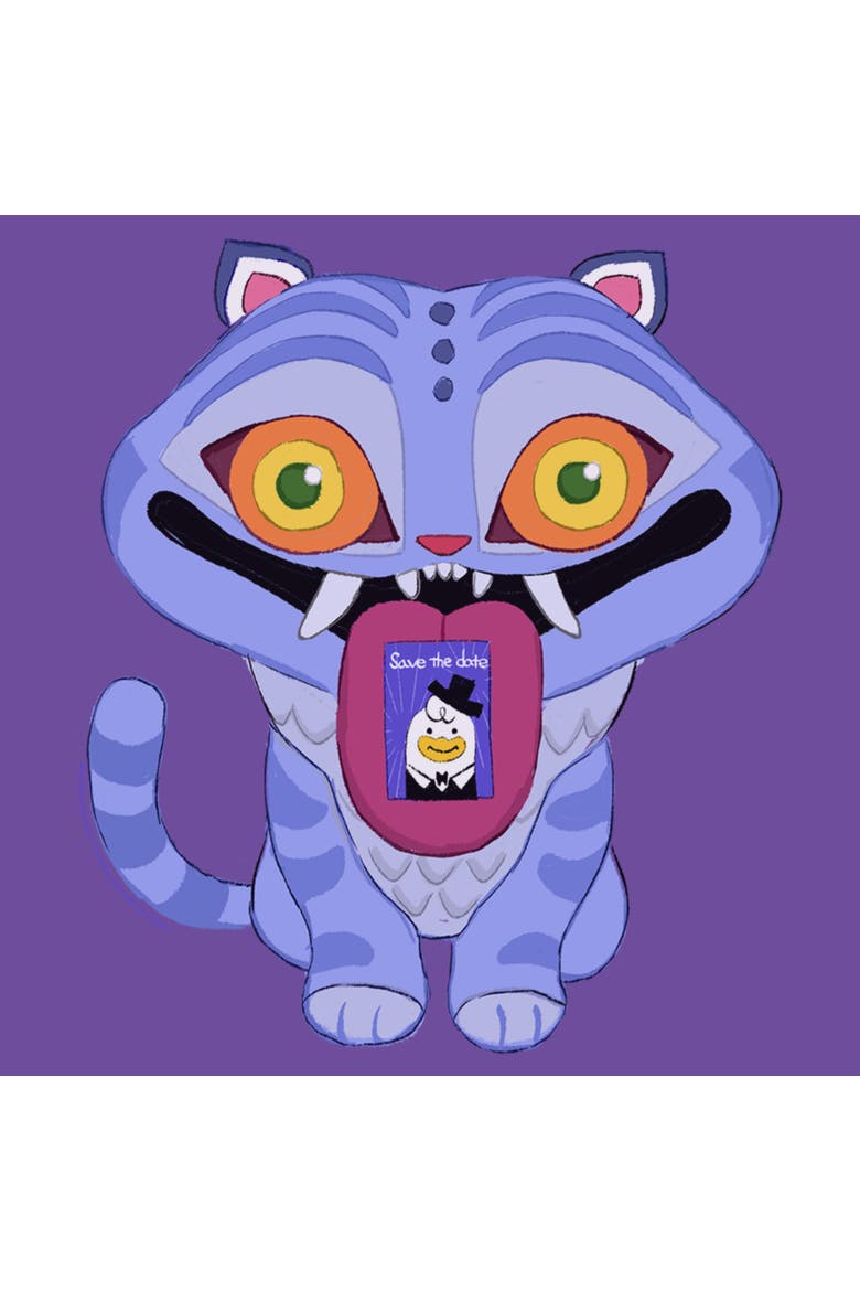 Junior's KPop Demon Hunters Derpy Save The Date  Graphic T-Shirt, Alternate, color, Purple