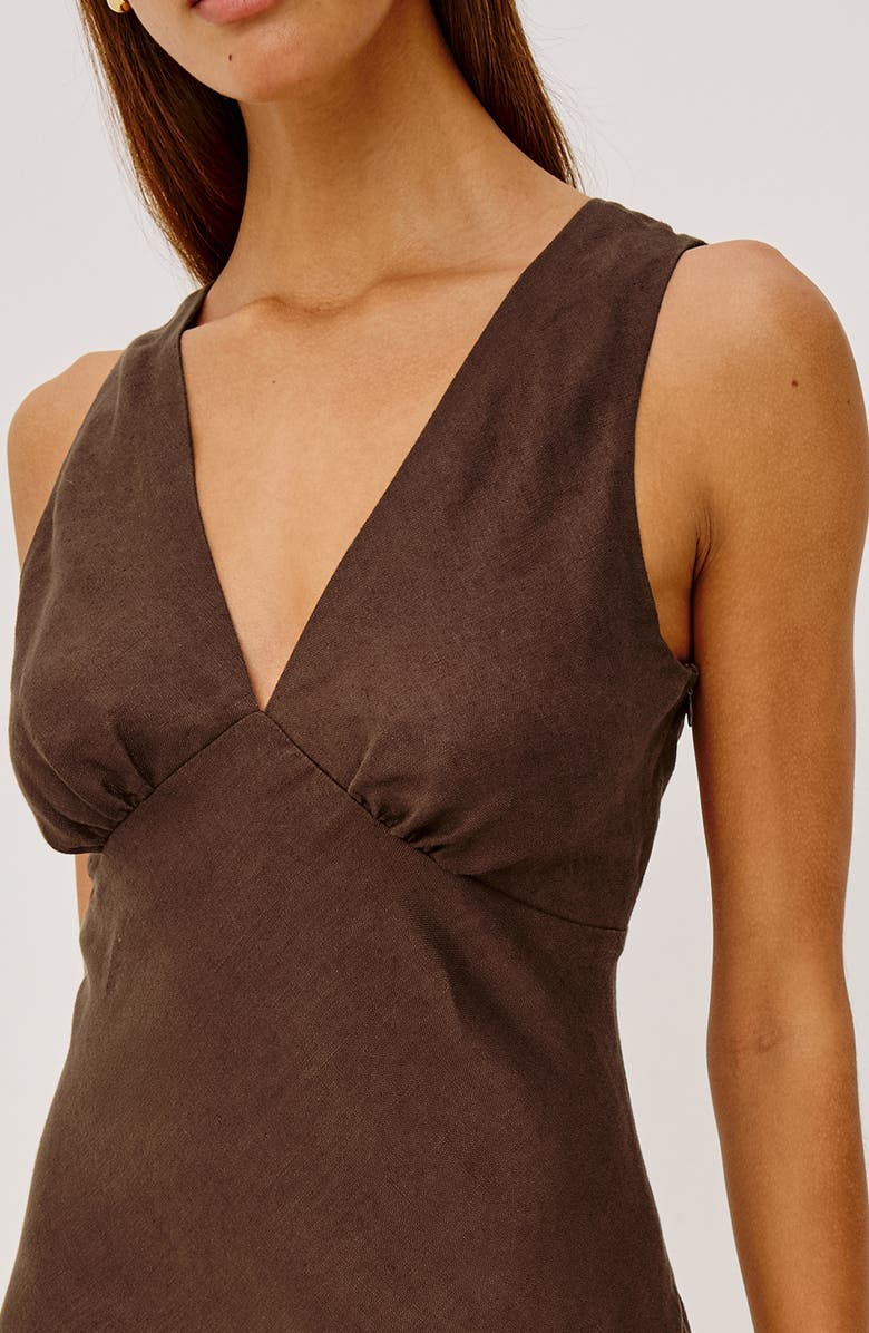 Rails Avianna Plunge Neck Linen Dress, Alternate, color, Espresso