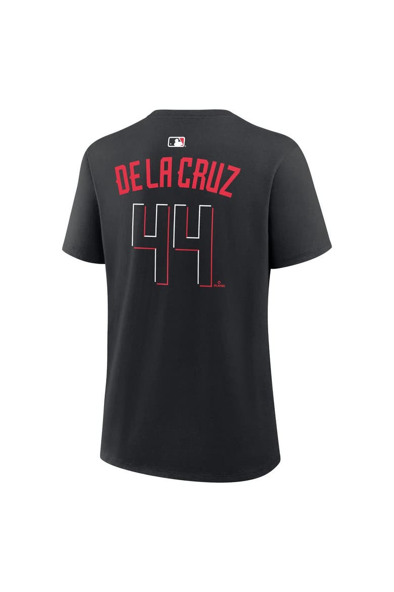 Women's Nike Elly De La Cruz Black Cincinnati Reds Name & Number T-Shirt, Alternate, color, Black