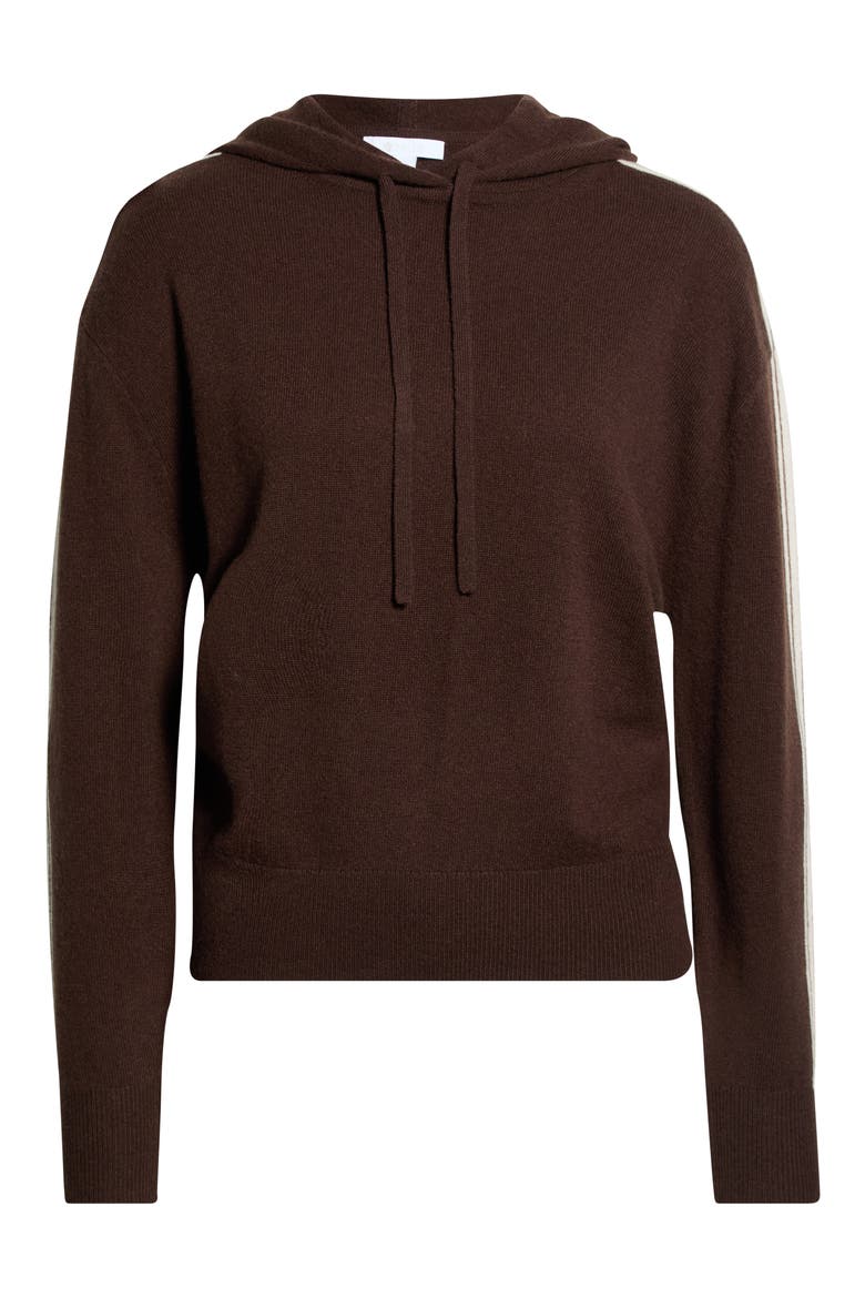 Wool & Cashmere Stripe Hoodie, Alternate, color, BROWN MOLE