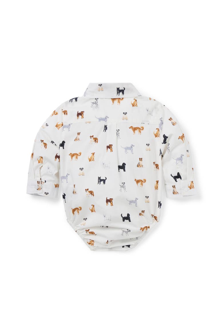 Baby Poplin Dog Friends Bodysuit, Alternate, color, White