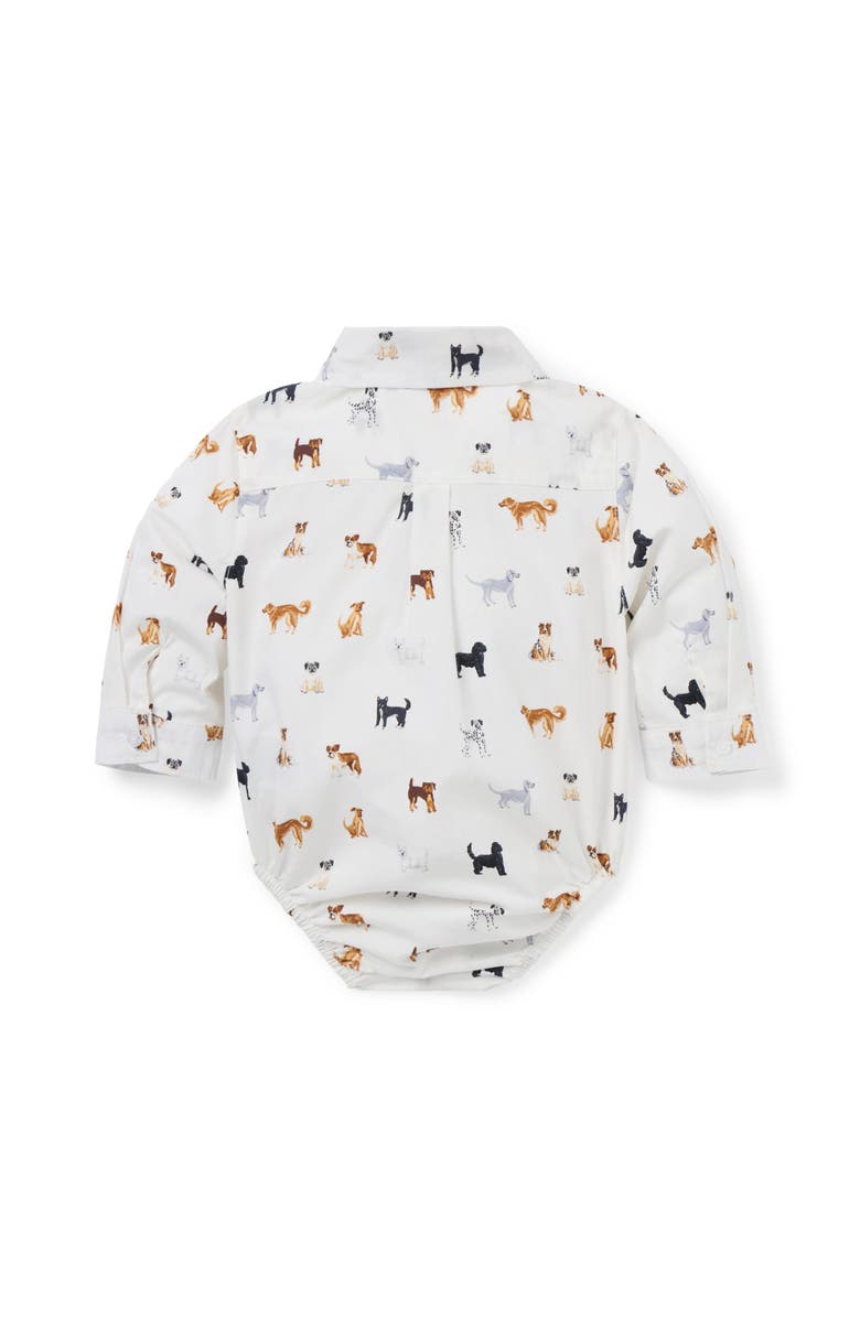 Janie and Jack Baby Poplin Dog Friends Bodysuit, Alternate, color, White