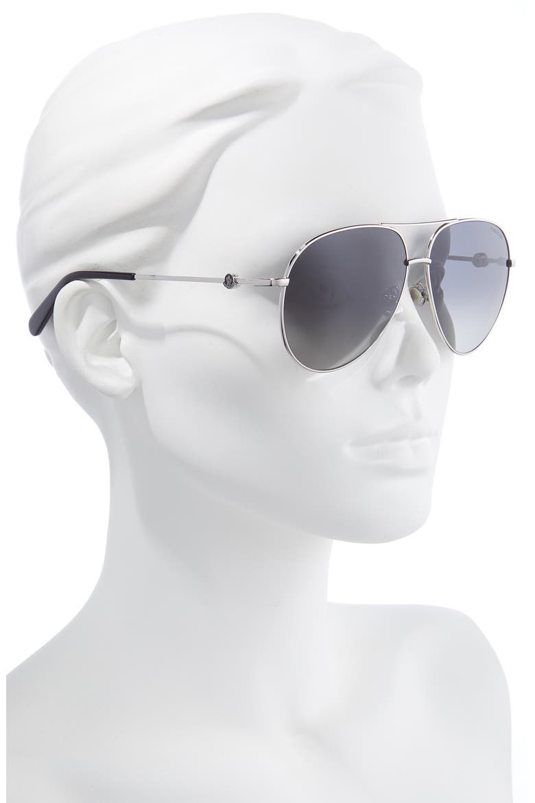 60mm Polarized Pilot Sunglasses, Alternate, color, PALLADIUM / SMOKE POLARIZED