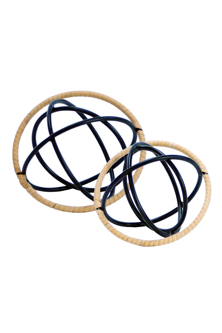 Metal 7 in. Sphere Set of 2, Main, color, Black