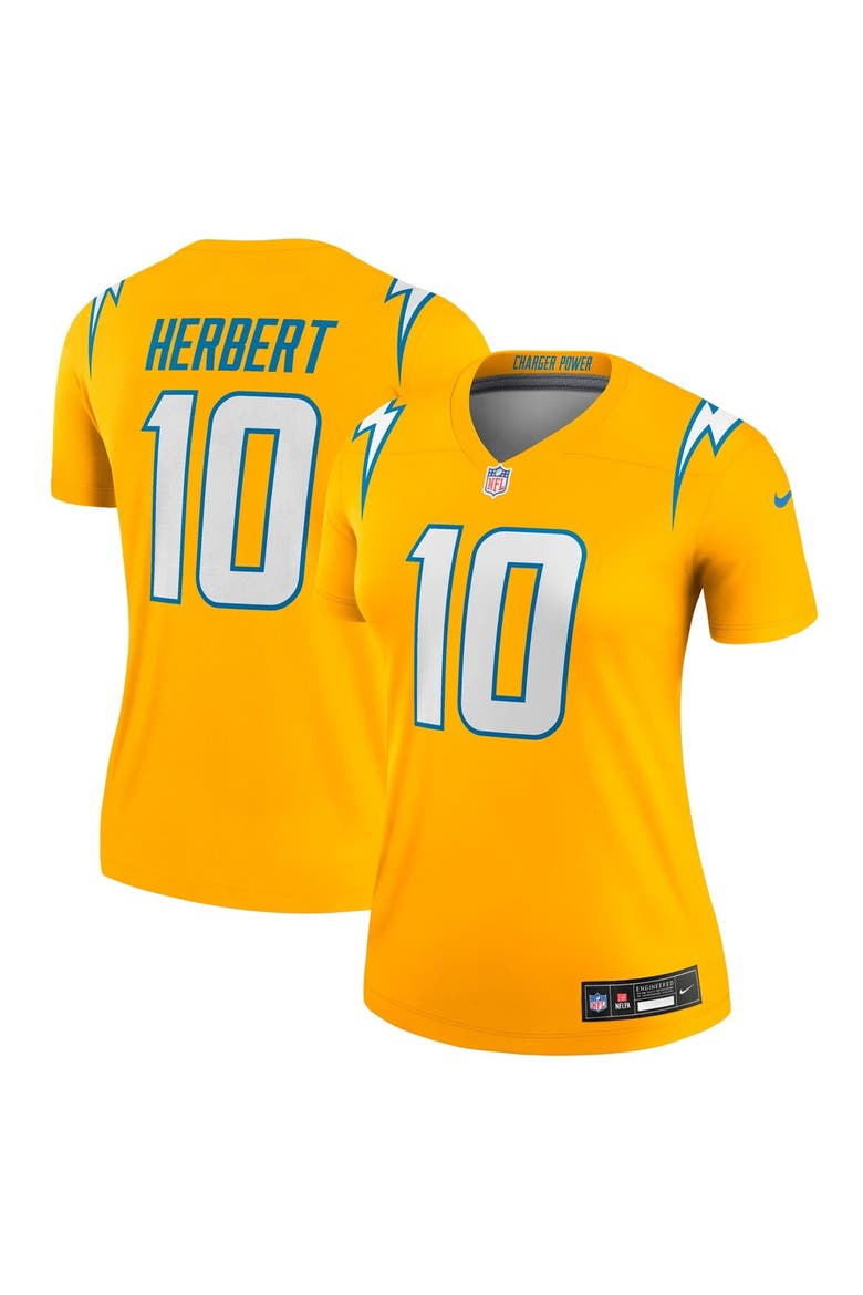 Women's Nike Justin Herbert Gold Los Angeles Chargers Alternate Charger Power Legend Player Performance Top, Main, color, Gold