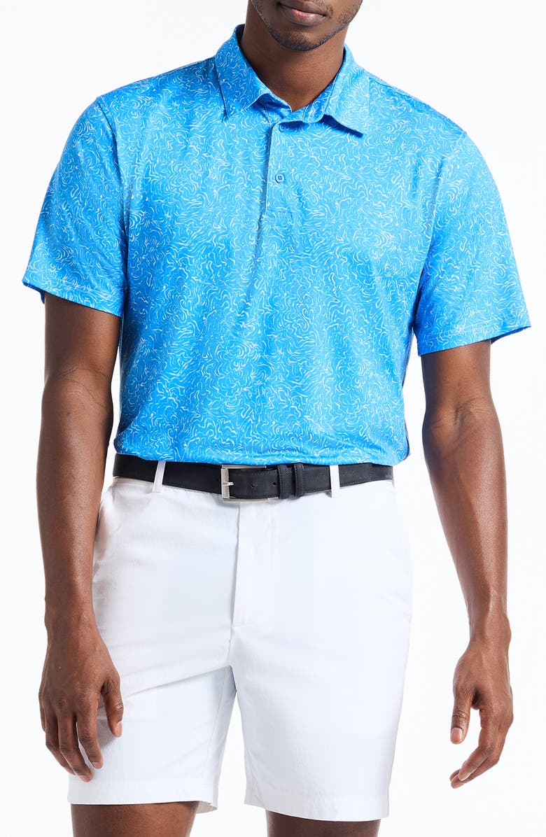 Robert Graham Fairwaysplash Short Sleeve Performance Polo, Main, color, Blue