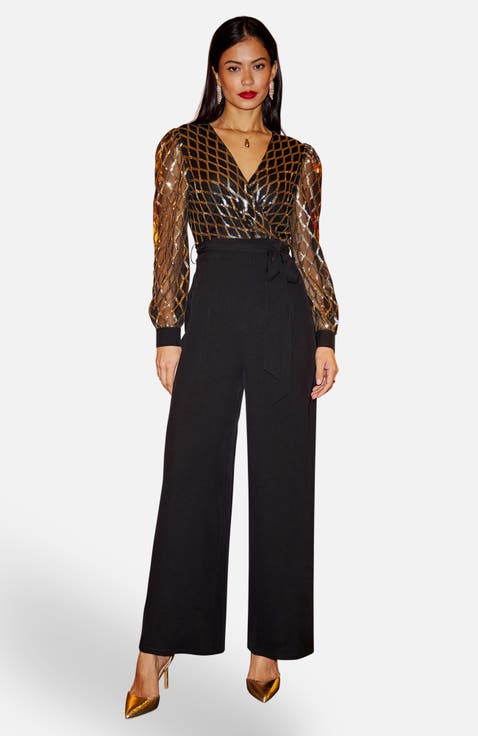 Sequin Wrap Over Jumpsuit