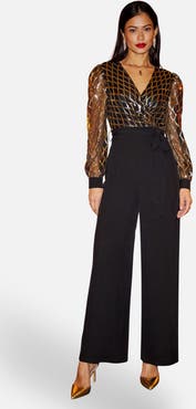 Yumi Sequin Wrap Over Jumpsuit