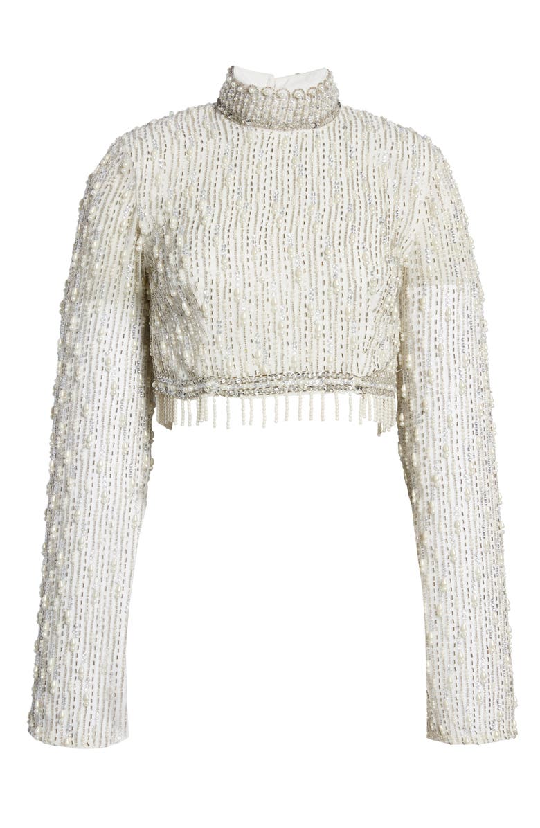 ASOS DESIGN EDITION Embellished Chiffon Crop Top, Alternate, color, 