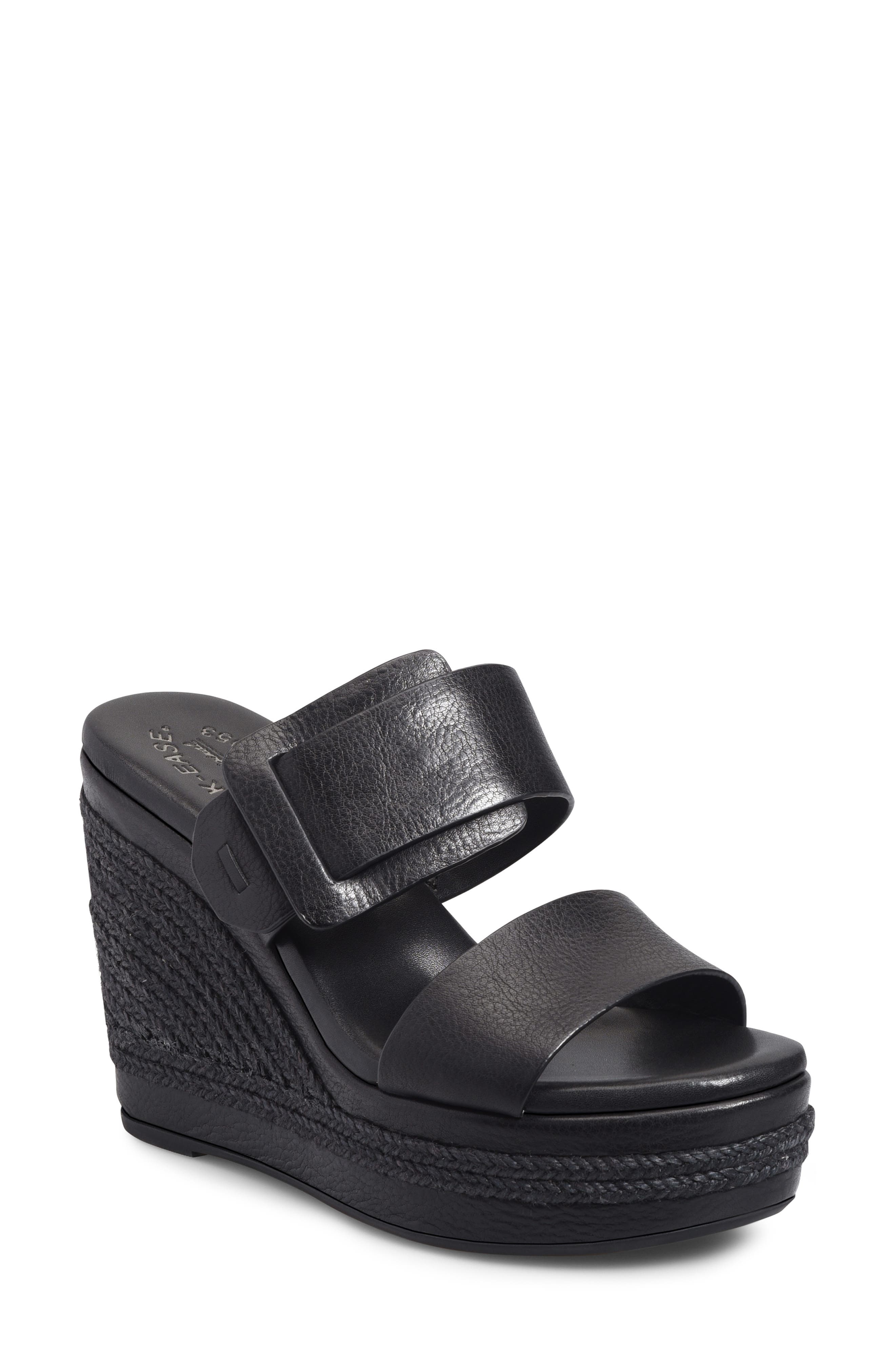 Kork-Ease<sup>®</sup> Raya Espadrille Platform Wedge Slide Sandal, Main, color, Black Fullgrain