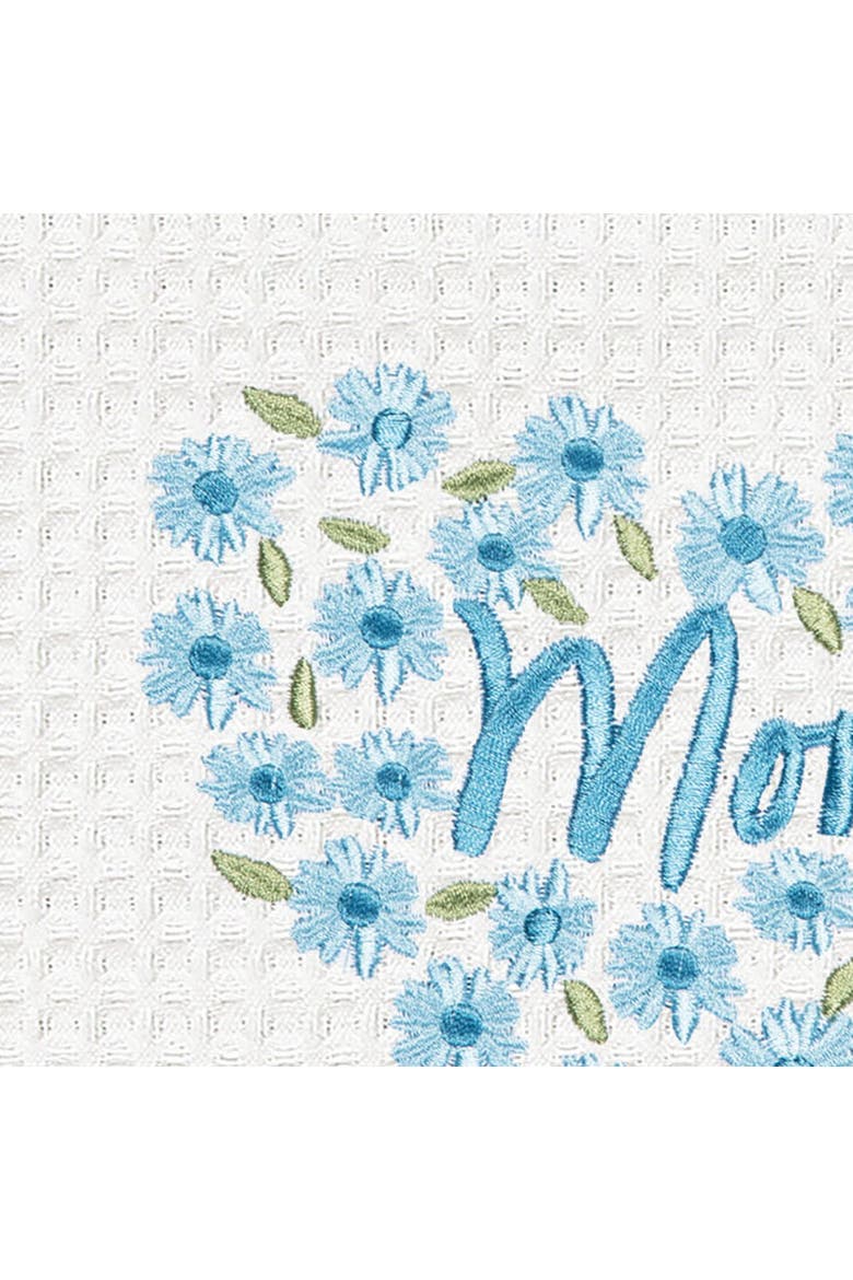 Mom Mothers Day Floral Kitchen and Bathroom Embroidered Waffle Hand Towel, Alternate, color, Blue