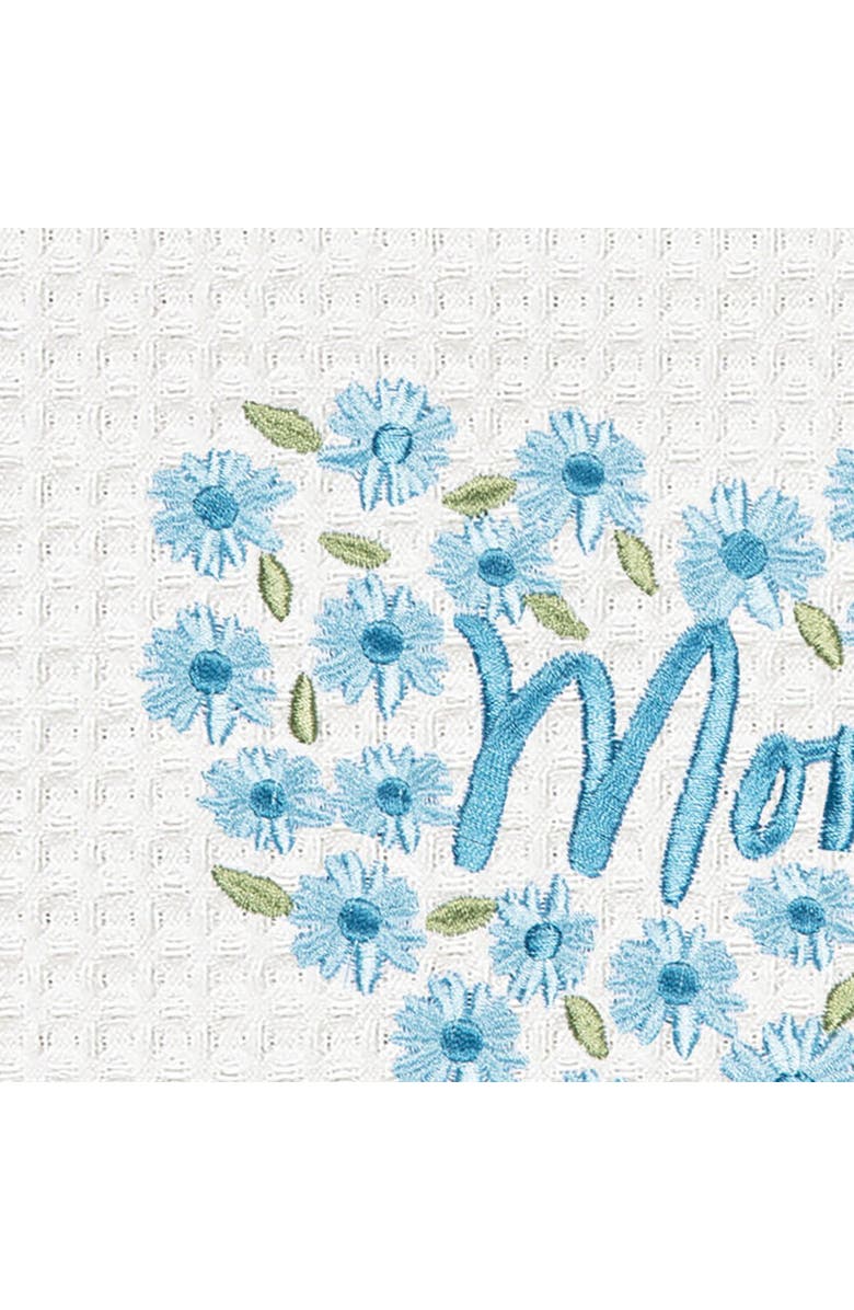 C&F Home Mom Mothers Day Floral Kitchen and Bathroom Embroidered Waffle Hand Towel, Alternate, color, Blue