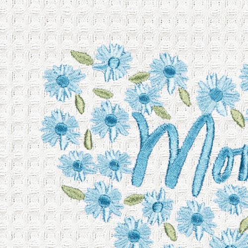 C & F Home C&f Home Mom Mothers Day Floral Kitchen And Bathroom Embroidered Waffle Hand Towel In Blue