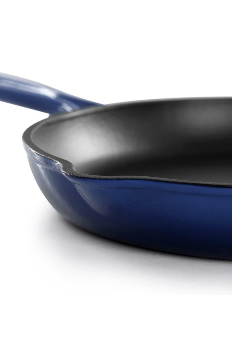 Megachef Round 10.25 Inch Enameled Cast Iron Skillet, Alternate, color, Dark Blue