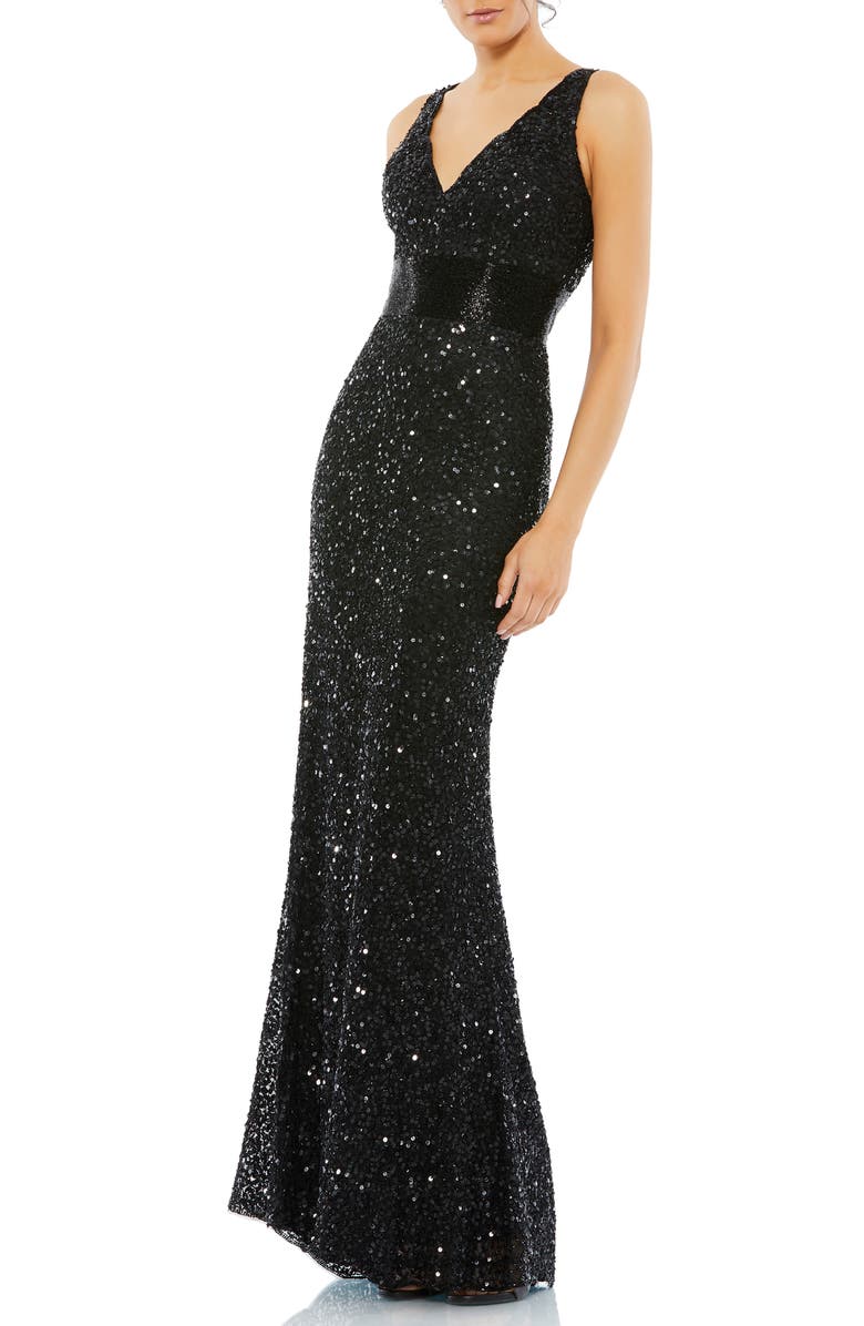 Mac Duggal Sequin Column Gown, Main, color,