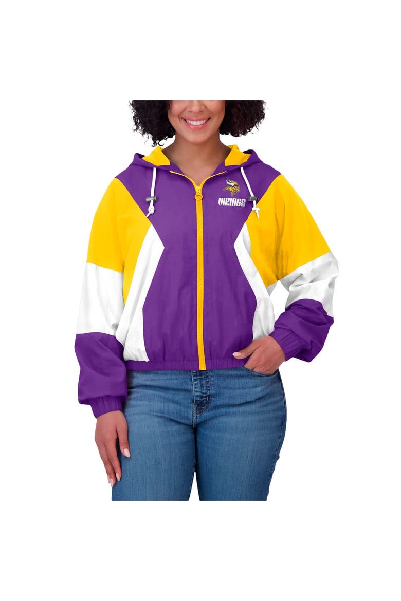 Women's WEAR by Erin Andrews  Purple Minnesota Vikings Color Block Full-Zip Windbreaker Jacket, Alternate, color, Purple