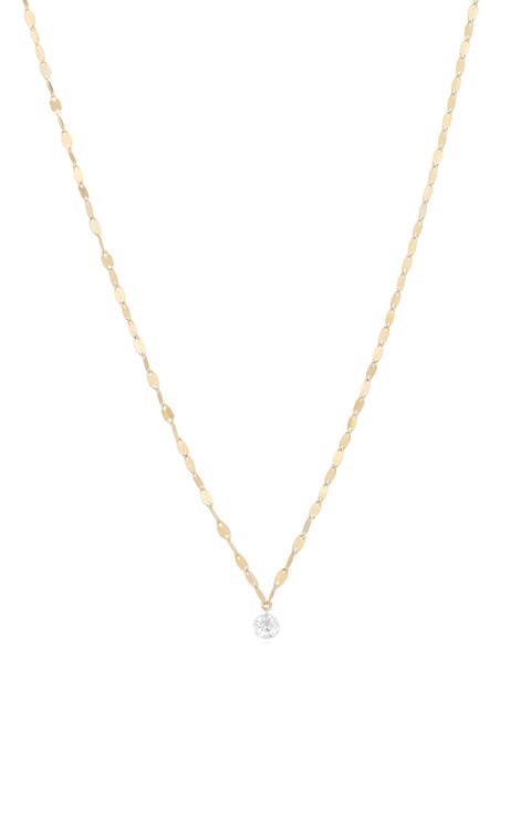 14K Gold Quarter Carat Floating Diamond Pendant Necklace