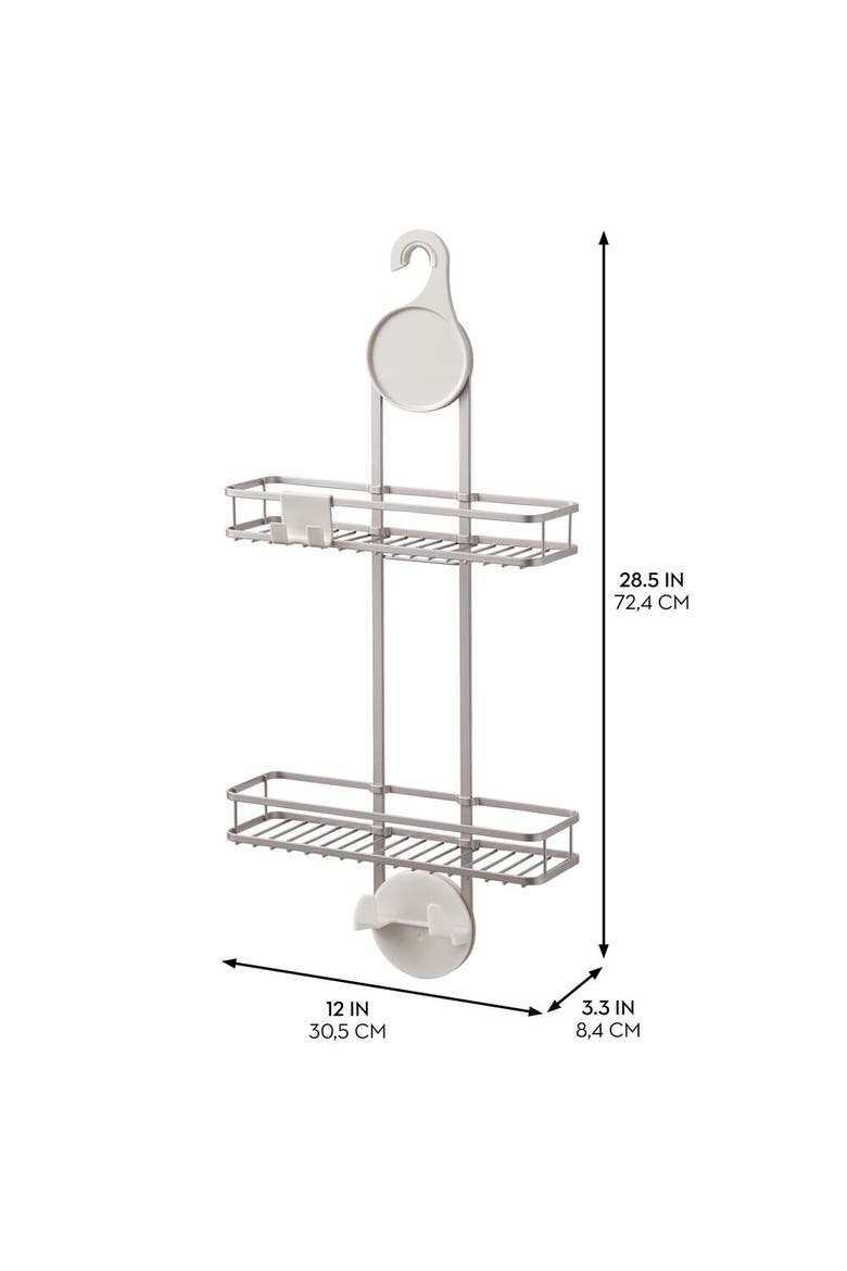 Hanging Shower Caddy with Accessory Hooks - Satin, Alternate, color, Satin