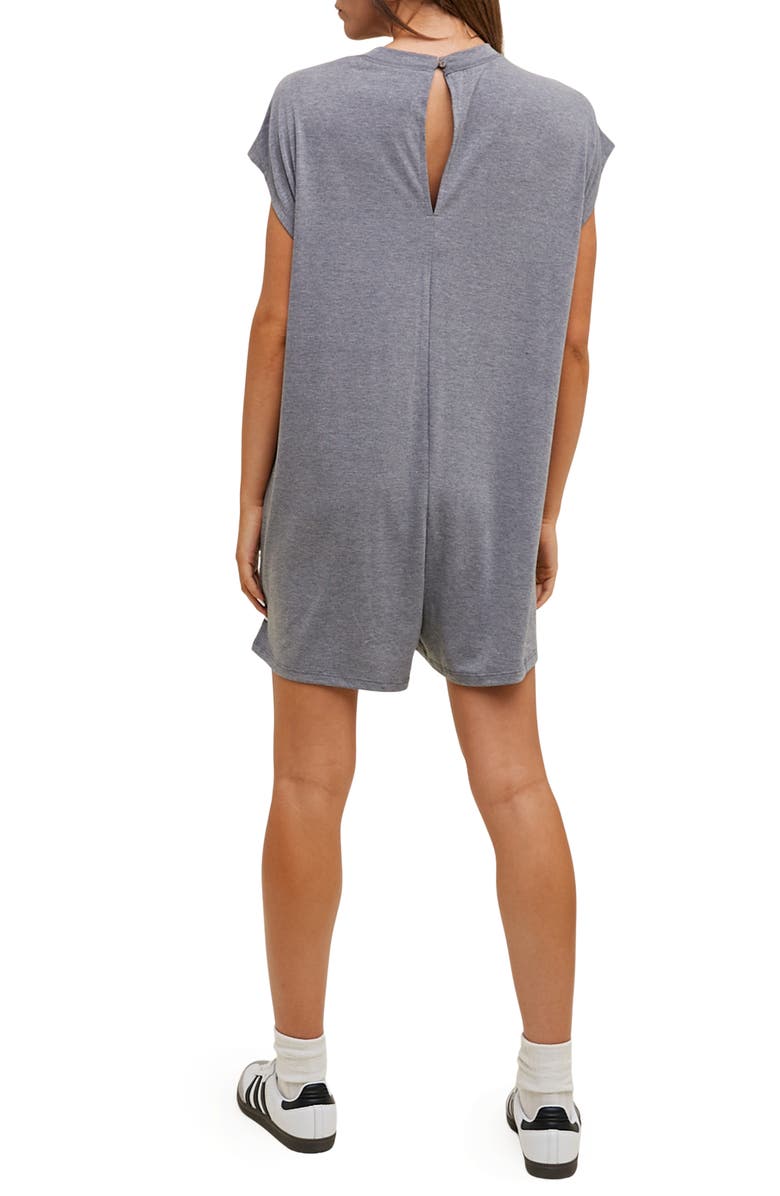 WISHLIST Short Sleeve Melange Knit Romper, Alternate, color, Charcoal