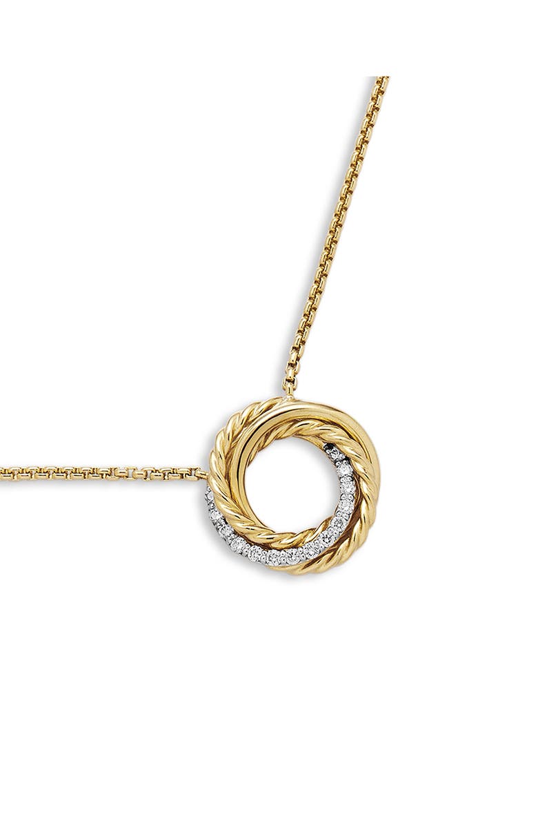 David Yurman Crossover Mini Pendant Necklace in 18K Yellow Gold with Diamonds, Alternate, color, 
