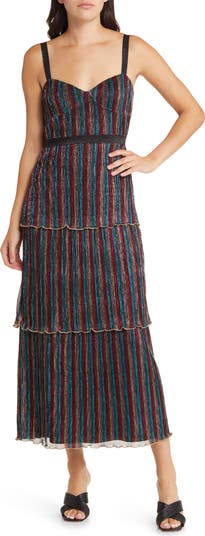 tiered dress midi The Amanda Tiered Midi Dress in Mauve Small
