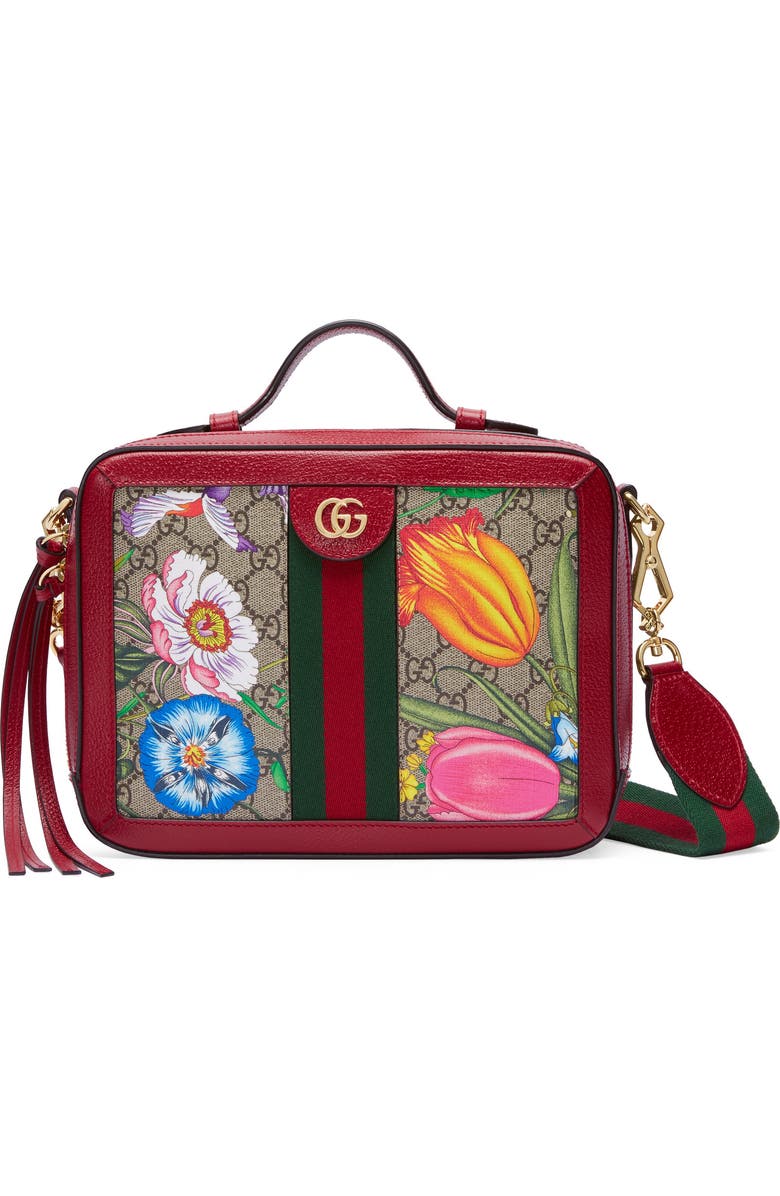 Gucci Small Ophidia Flora GG Supreme Canvas Shoulder Bag, Main, color,