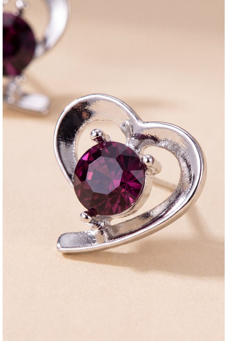 Heart Shaped Elegant Gem Accent Stud Earrings, Alternate, color, Purple