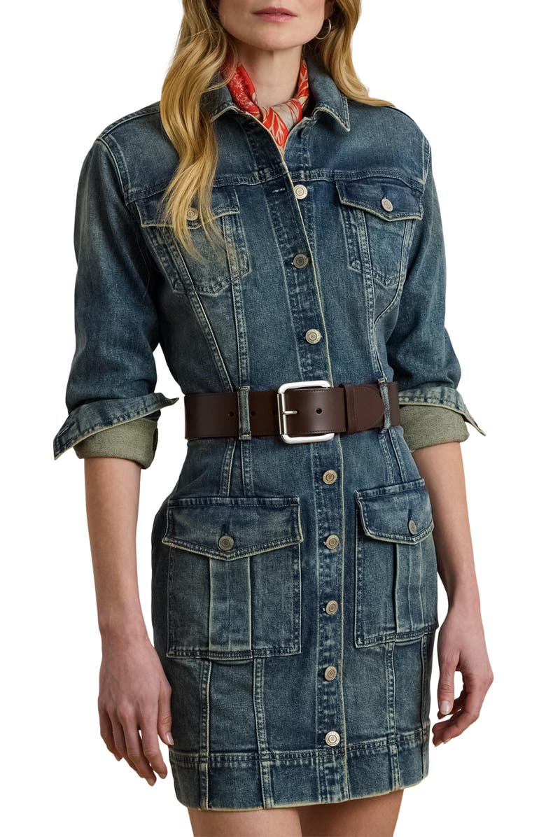 Lauren Ralph Lauren Long Sleeve Denim Shirtdress, Alternate, color,