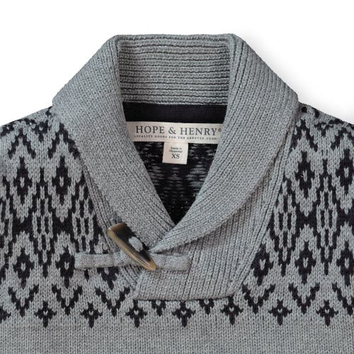 Hope & Henry Baby Boys' Shawl Collar Cable Sweater, Infant In Grey And Black Fairisle Toggle