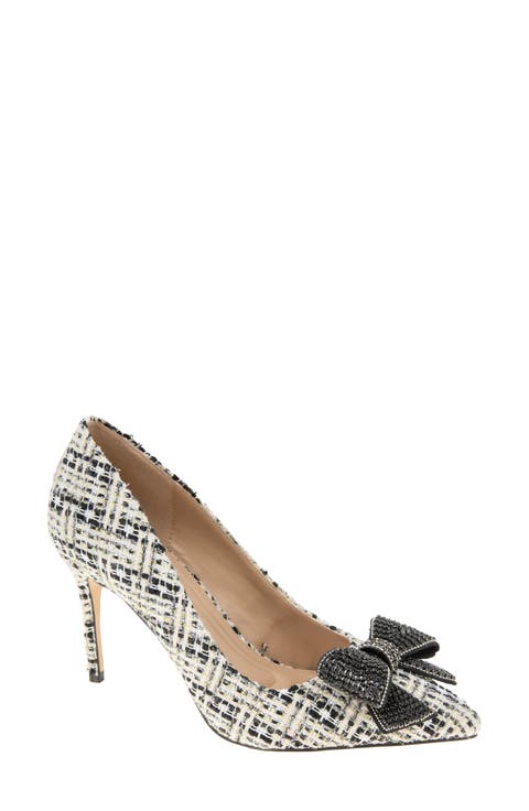 【COLOR iN ID】tweed heel BW Tweed Cap Toe Lower Block Heel Pump | ALLY Shoes