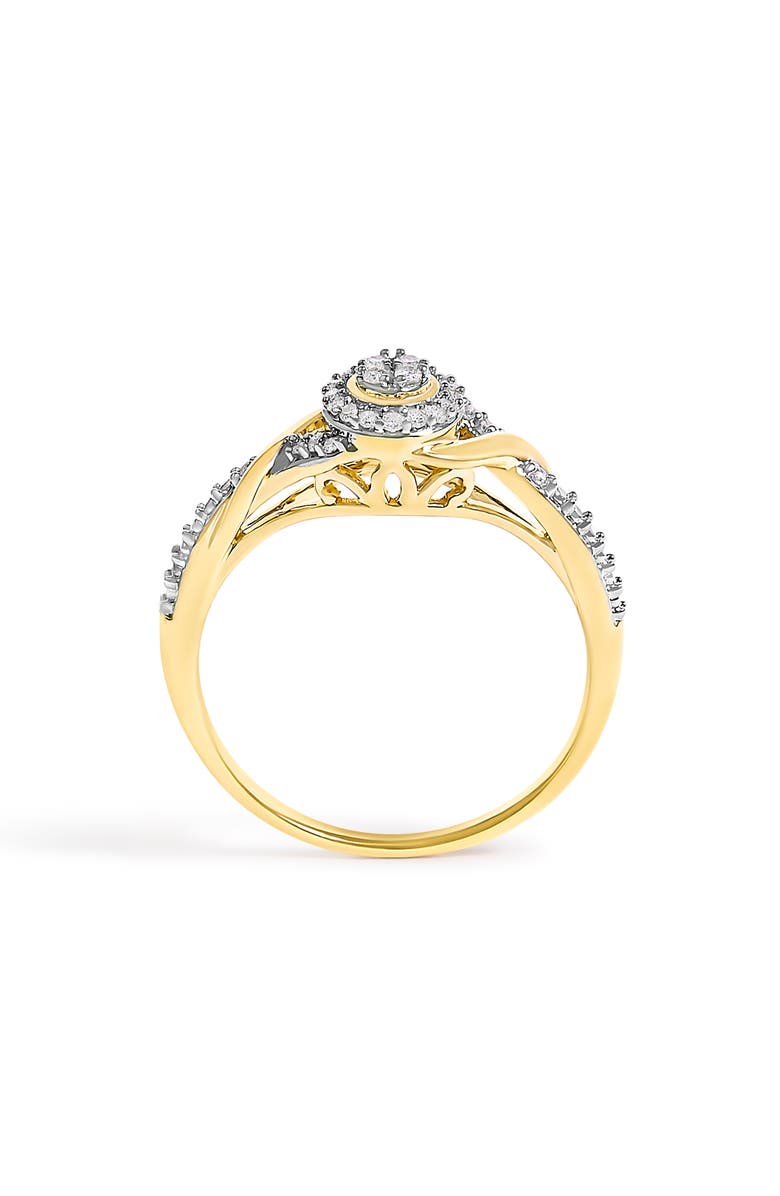 Haus of Brilliance 10K Yellow Gold 1/10 Cttw Diamond Swirl and Halo Promise Ring, Alternate, color, Yellow