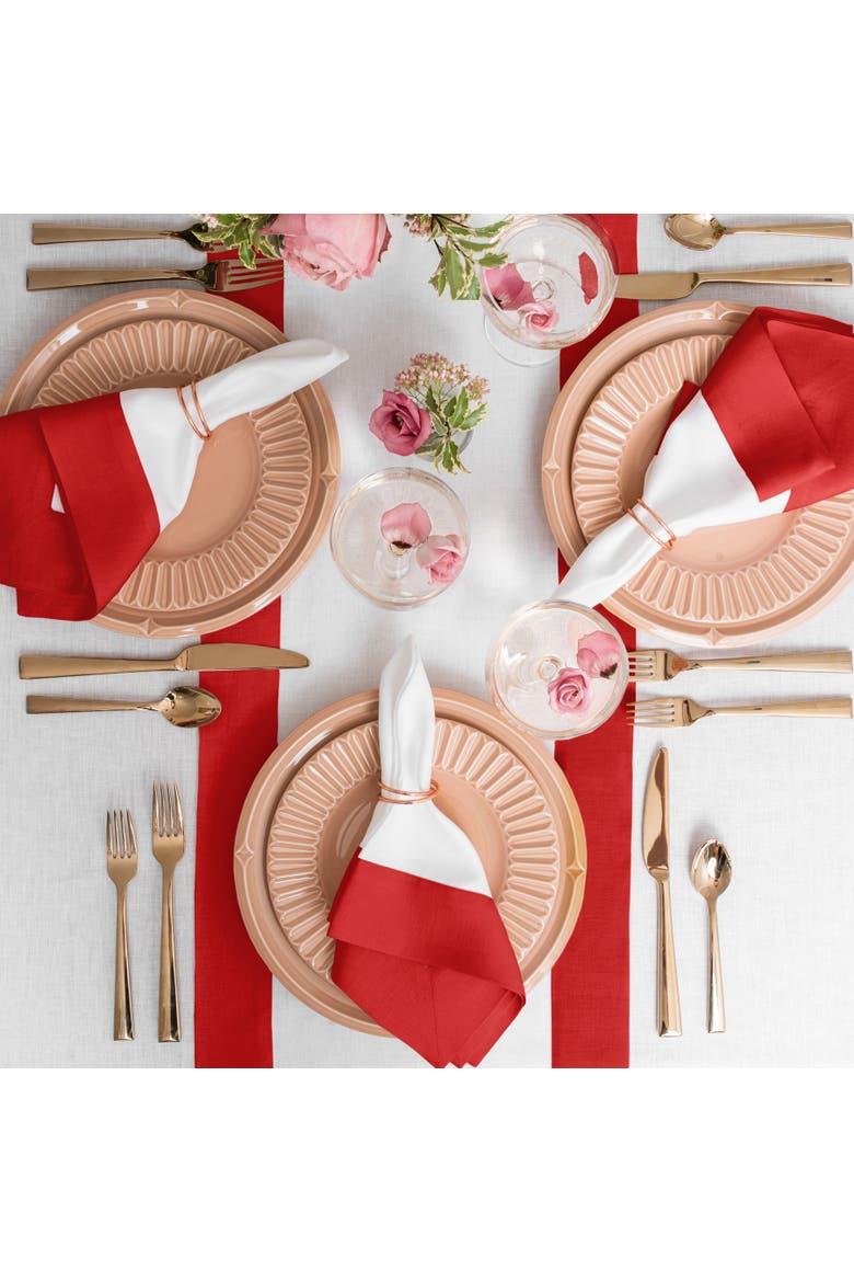 Linen Dinner Napkins Set of 4, 20 x 20" - Contempo, Alternate, color, Red and White