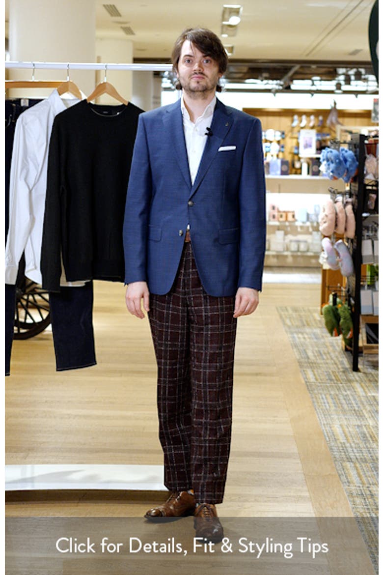 Hutson Slim Fit Blue Textured Wool Sport Coat video