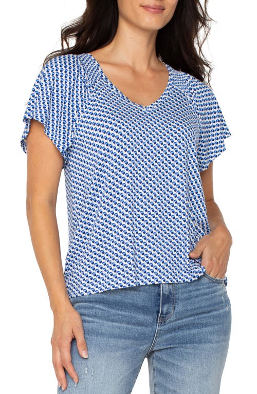 Liverpool Los Angeles Flutter Dolman Sleeve Top In Blue Geo