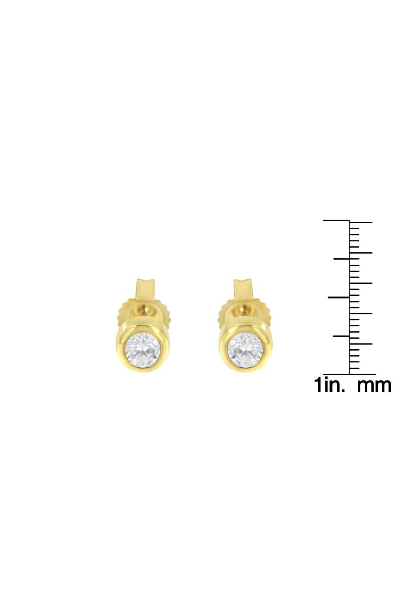 10K White Gold 1/5 Ct Diamond Bezel- Solitaire Stud Earrings, Alternate, color, Yellow
