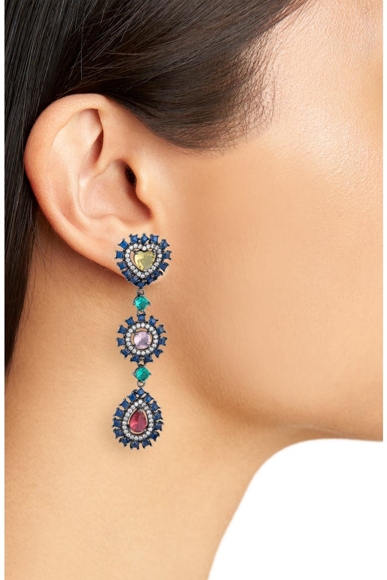 Dee Multicolor Cubic Zirconia Statement Drop Earrings, Alternate, color, GOLD
