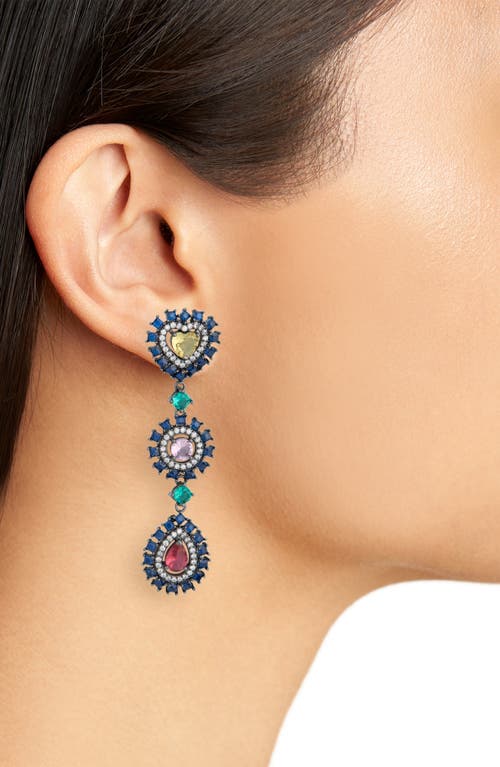 Eye Candy Los Angeles Dee Multicolor Cubic Zirconia Statement Drop Earrings In Gold