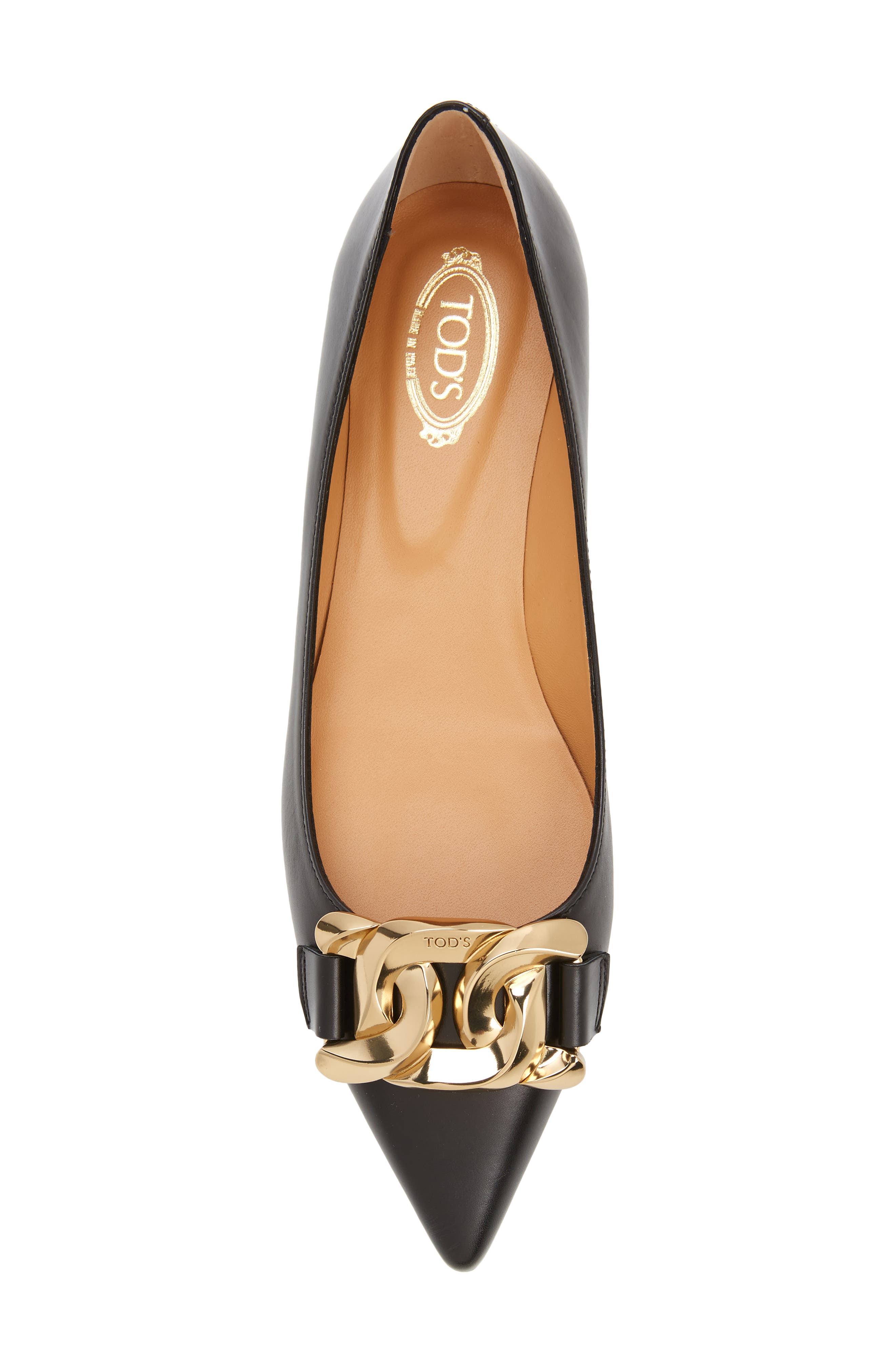 Tod's Kate Chain Detail Pointed Toe Flat, Alternate, color, 