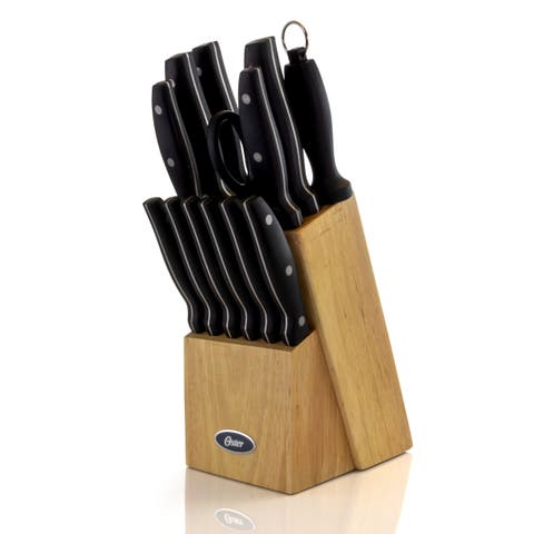 Granger 14 Piece Stainless Steel Cutlery Set with Black Handles and Wooden Block