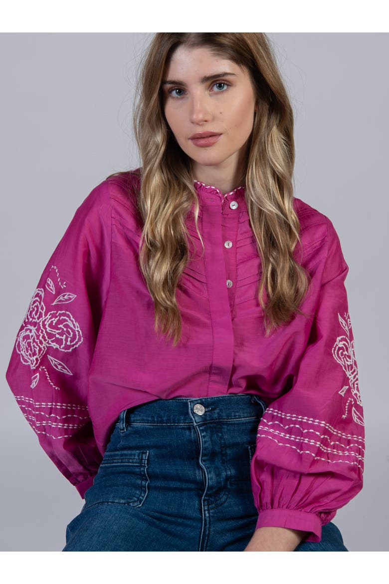 Camellia Silk Cotton Blouse, Alternate, color, Rosehip