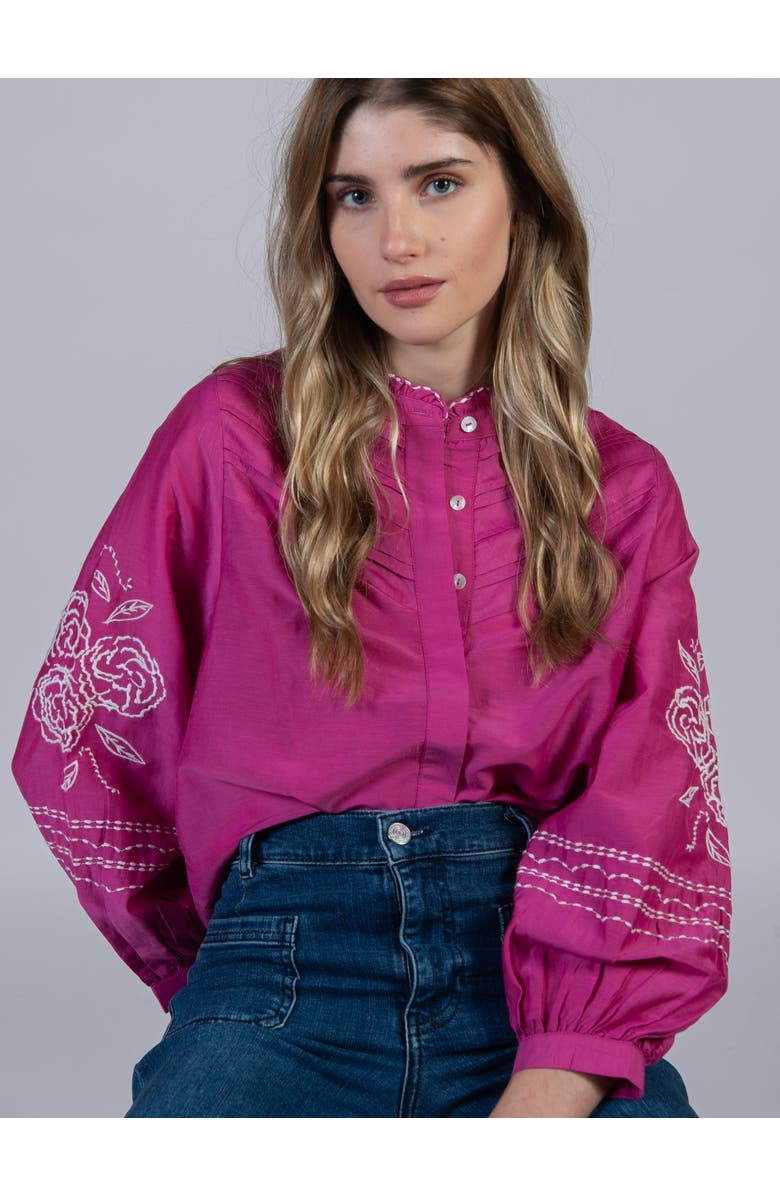 Cape Cove Camellia Silk Cotton Blouse, Alternate, color, Rosehip