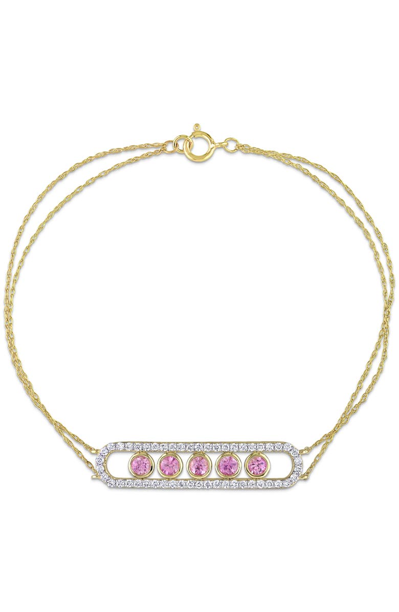 Julianna B. Pink Sapphire & Diamond Bar Bracelet 10K, Main, color, Sapphire