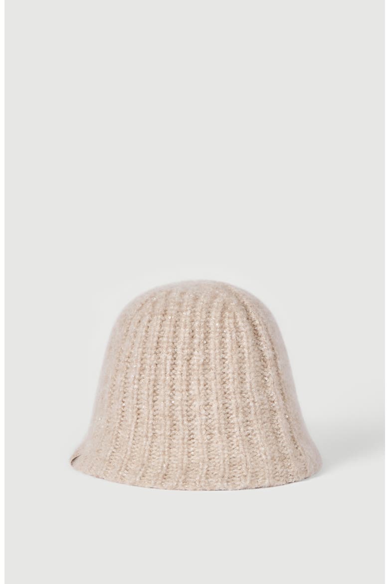 Cashmere Diamond yarn rib knit bucket hat, Alternate, color, Ecru