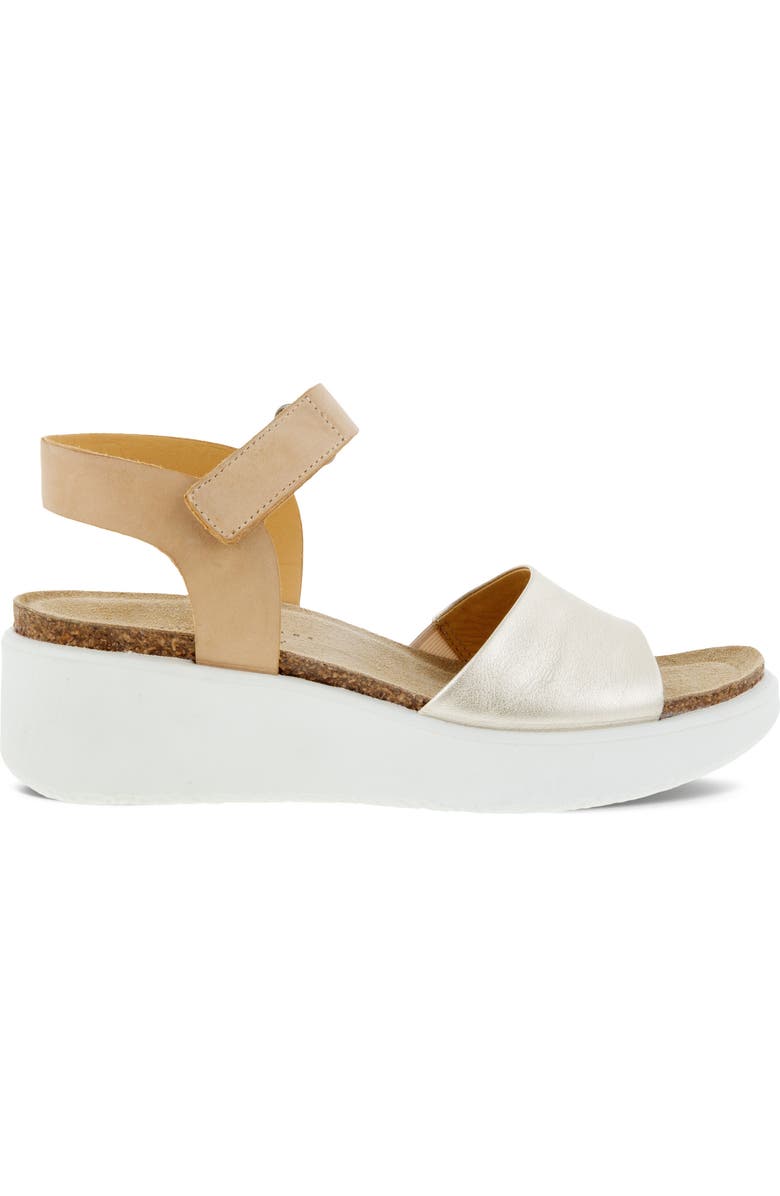 ECCO CORKSPHERE<sup>™</sup> Flowt Wedge Cork Sandal, Alternate, color, Pure White Gold/ Powder