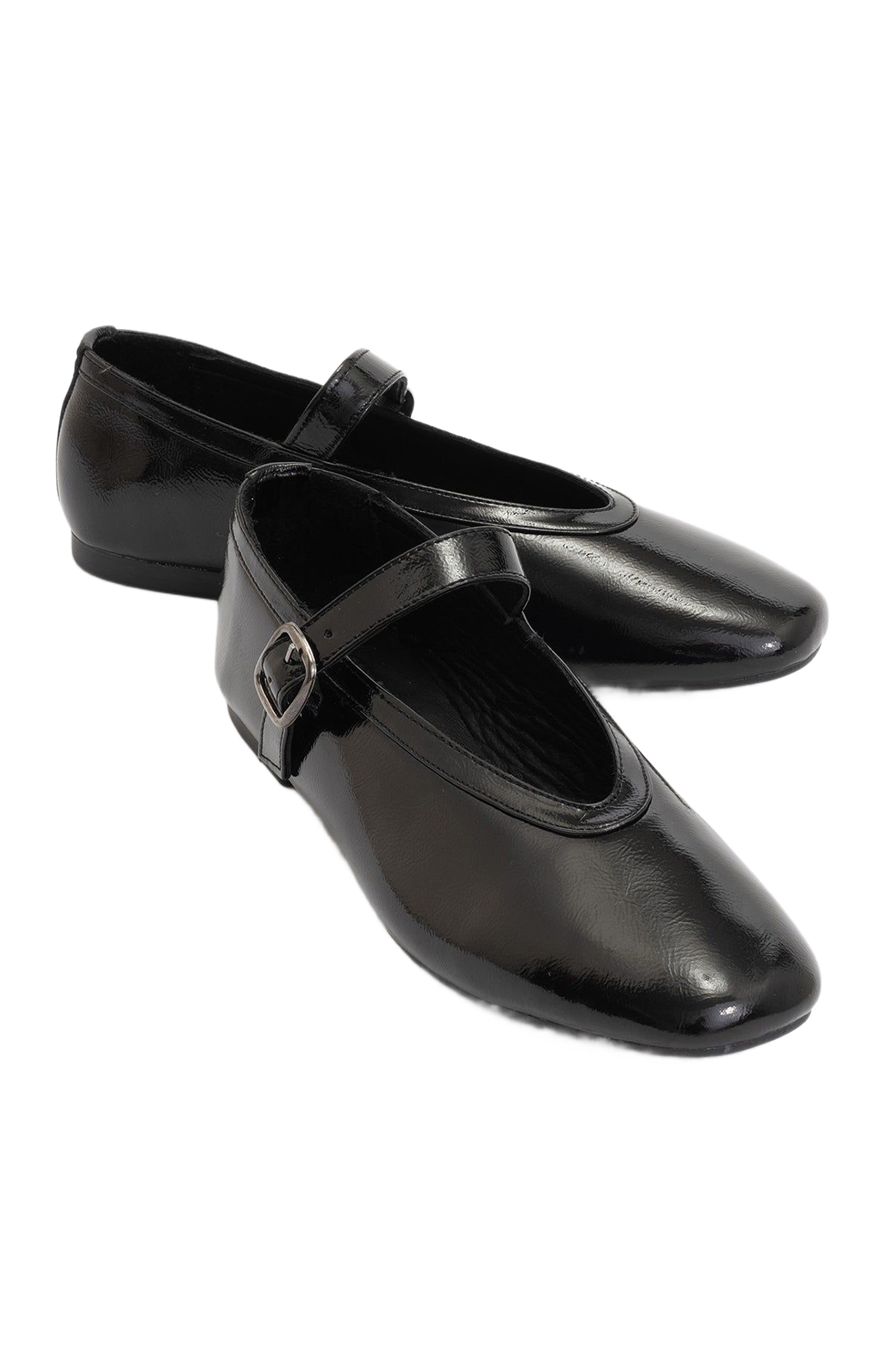 Forever & Always Shoes Matilda Leather Mary Jane Flats, Alternate, color, Black Patent Leather