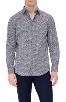 Bugatchi Julian Shaped Fit Leaf Print Button-Up Shirt