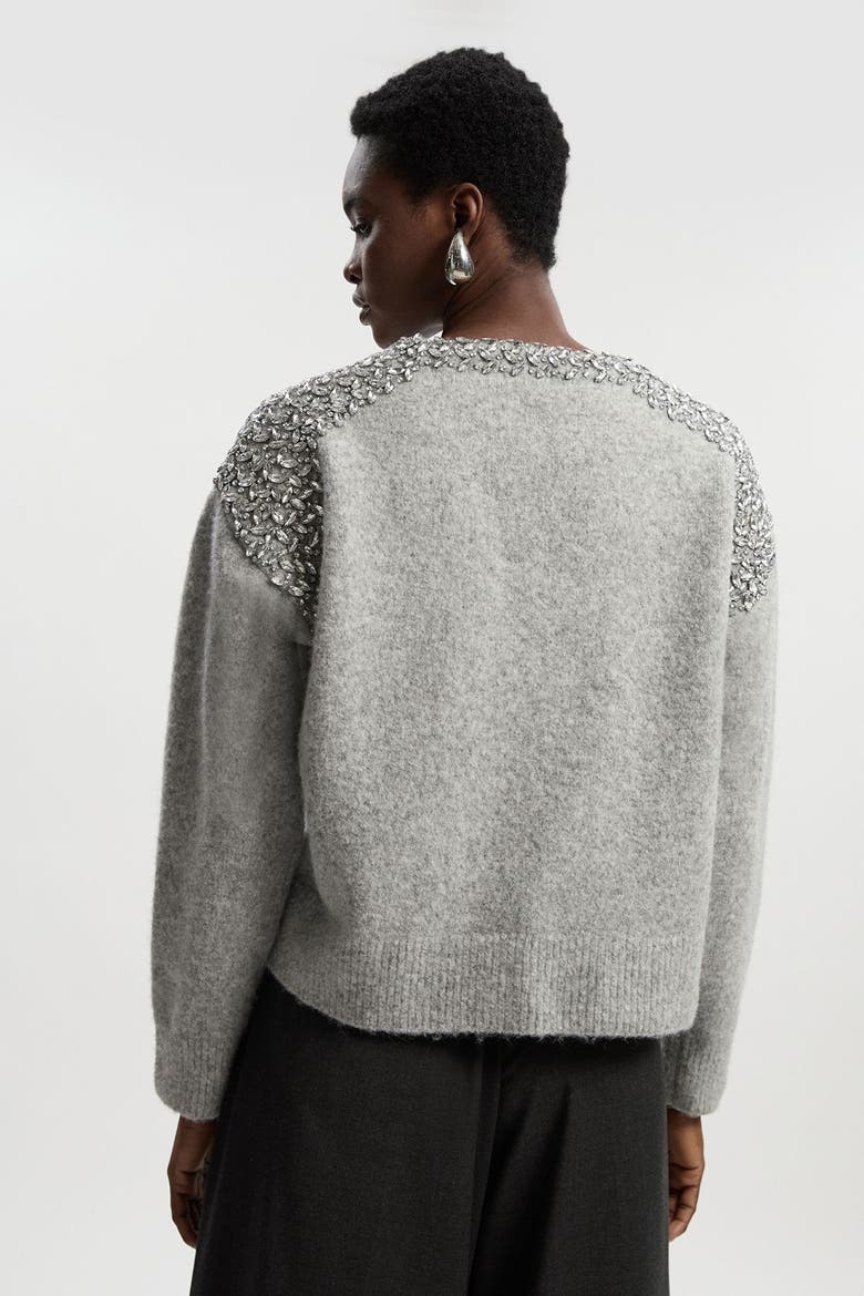 Embellished Trim Cosy Knit Jumper, Alternate, color, Grey