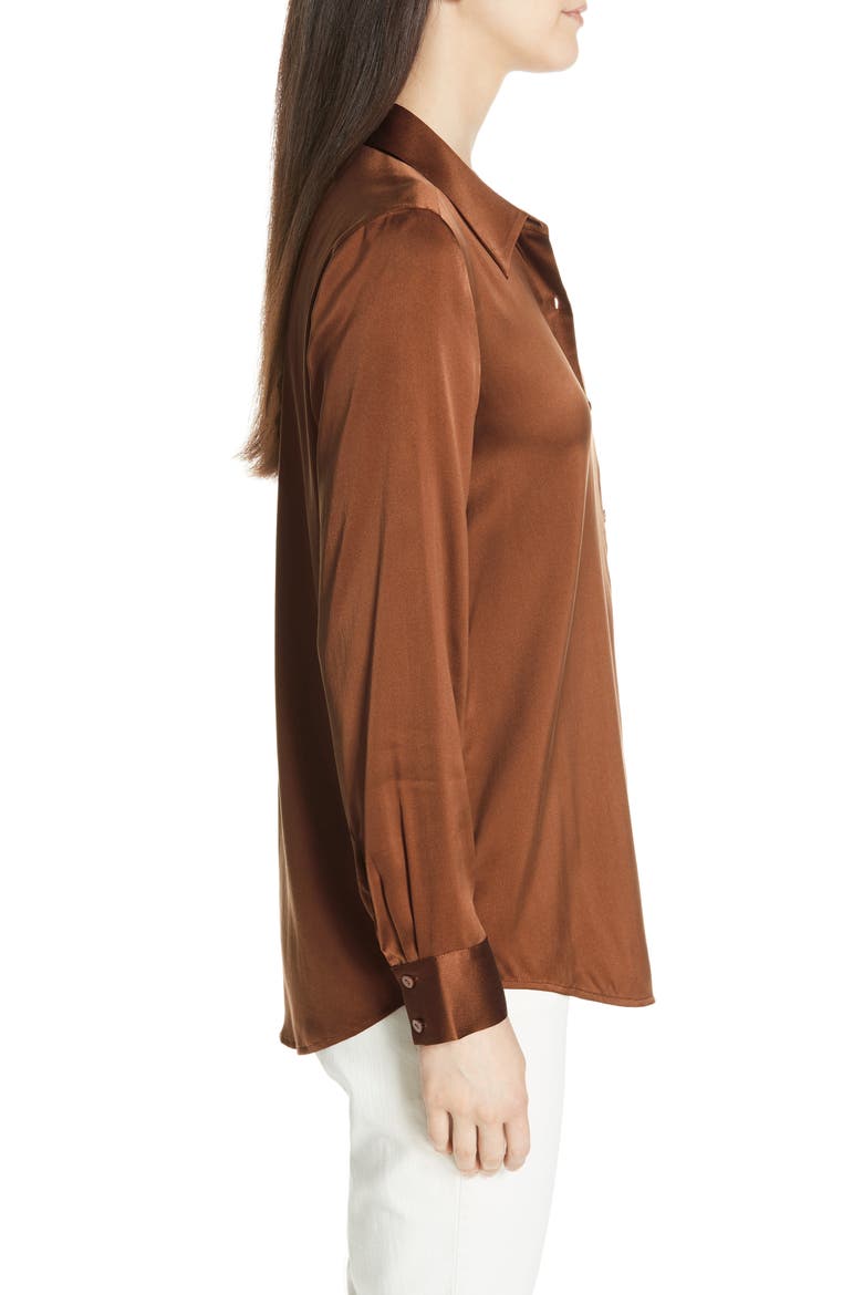 Stretch Silk Shirt, Alternate, color, NUTMEG