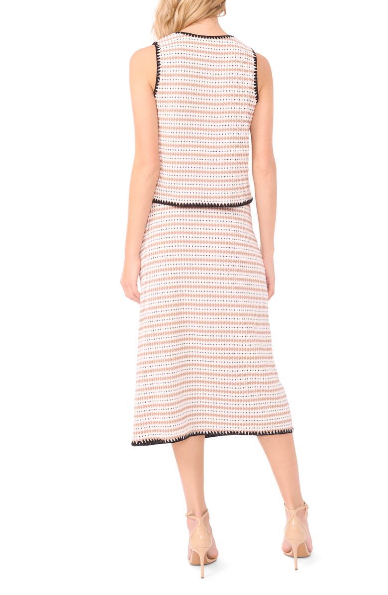 CeCe Diamond Crochet Stretch Knit Vest, Alternate, color, Toffee