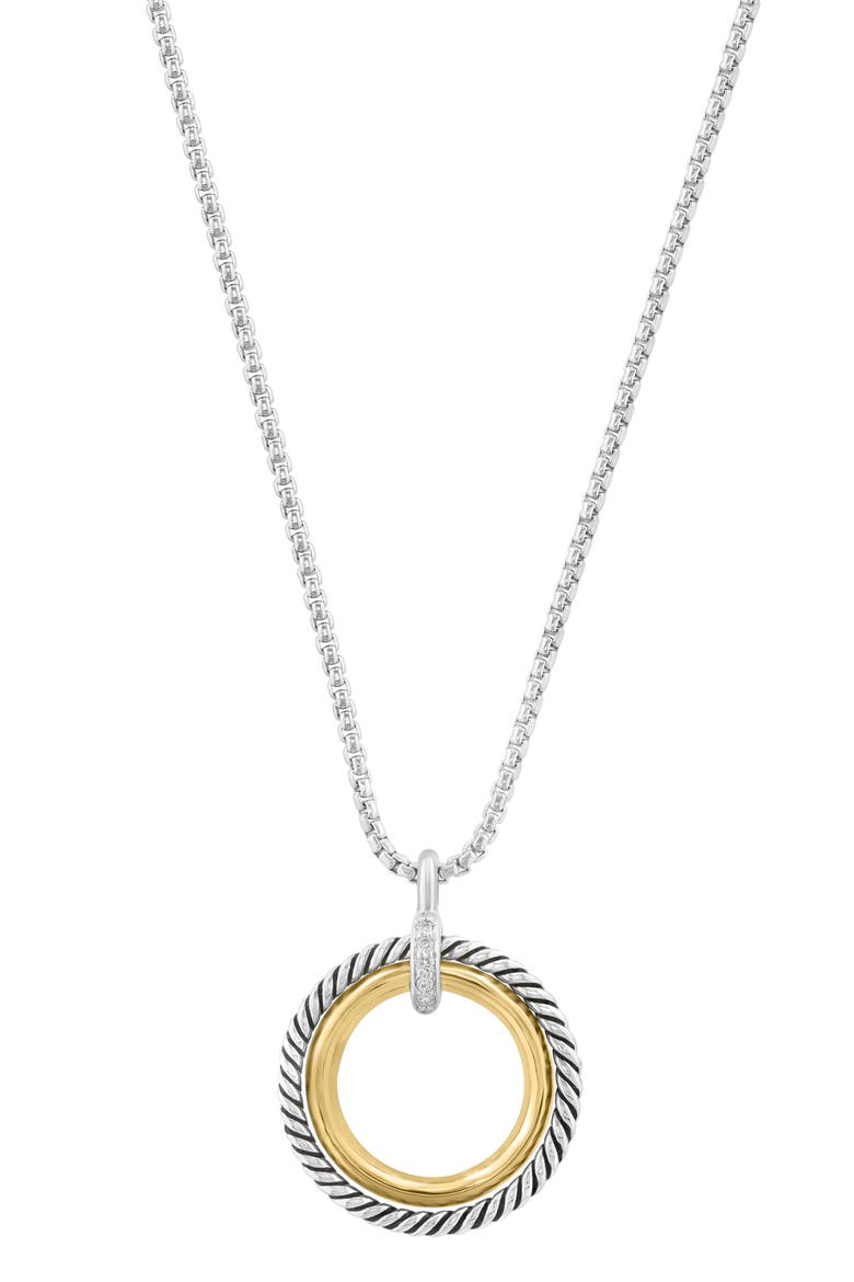 Two-Tone Pavé Diamond Open Circle Pendant Necklace, Alternate, color, GOLD